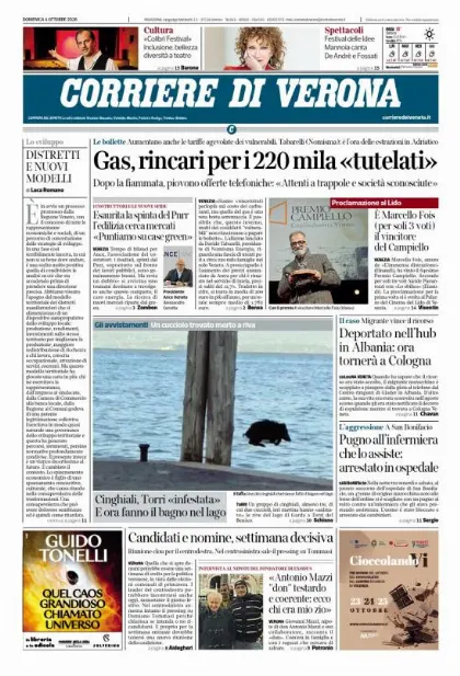 Prima pagina Corriere di Verona