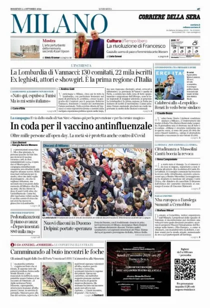 Prima pagina Corriere della Sera | Milano