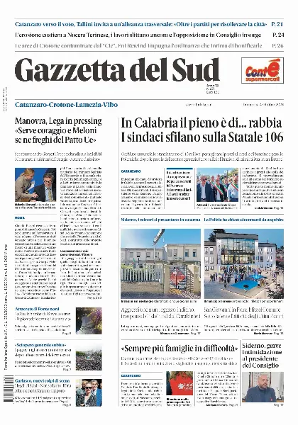 Prima pagina Gazzetta del Sud | Catanzaro