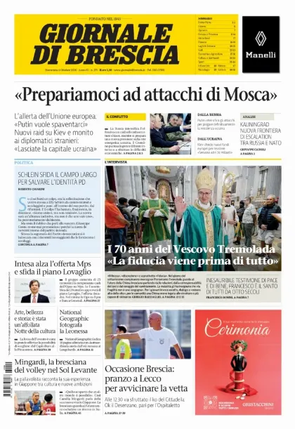 Prima pagina Giornale di Brescia