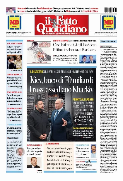 Prima pagina Il Fatto Quotidiano