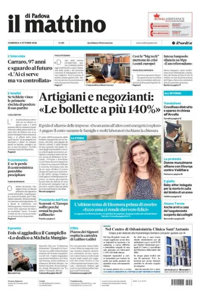 Prima pagina Il Mattino di Padova | Padova