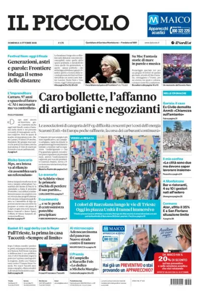 Prima pagina Il Piccolo | Gorizia e Monfalcone