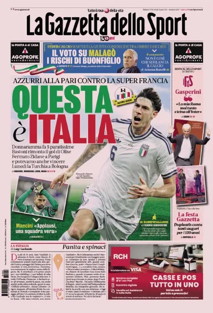 Prima pagina La Gazzetta dello Sport