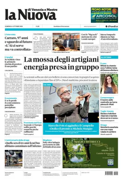 Prima pagina La Nuova di Venezia e Mestre | Venezia e Mestre
