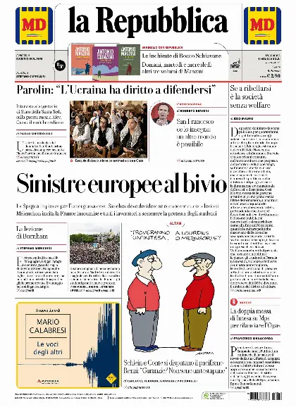 Prima pagina la Repubblica