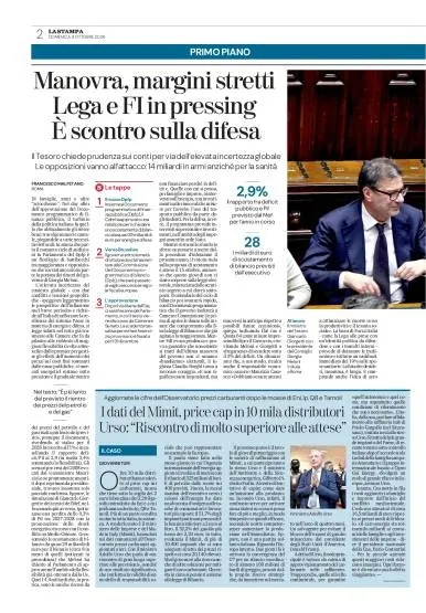 Prima pagina La Stampa | Aosta