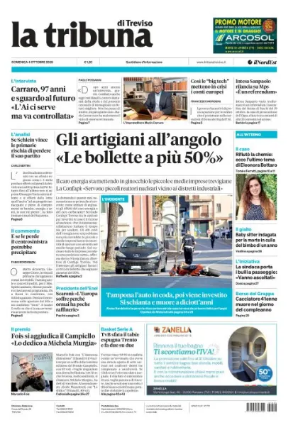 Prima pagina La Tribuna di Treviso | Treviso