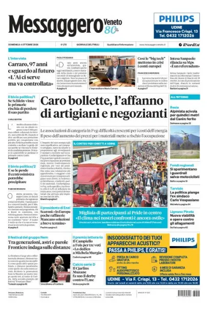 Prima pagina Messaggero Veneto | Udine