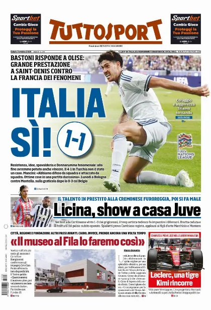 Prima pagina Tuttosport