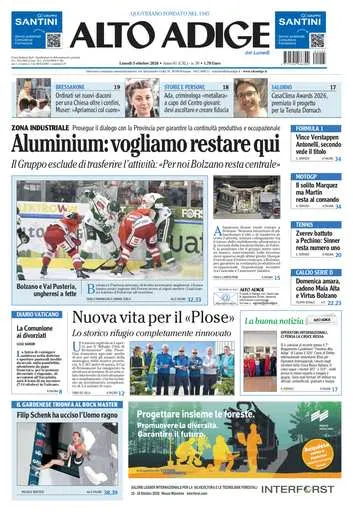 Prima pagina Alto Adige