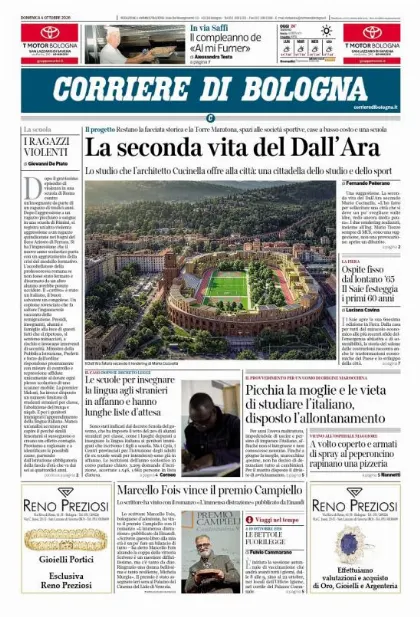 Prima pagina Corriere di Bologna