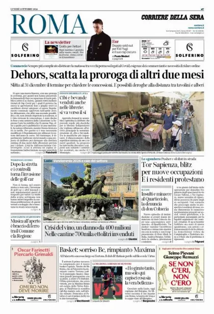 Prima pagina Corriere della Sera | Roma
