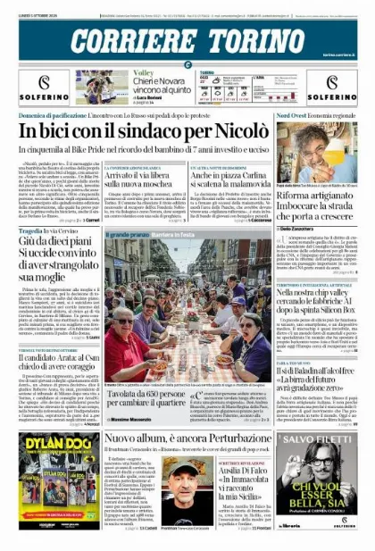 Prima pagina Corriere della Sera | Torino