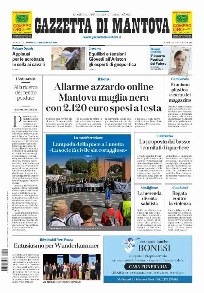 Prima pagina Gazzetta di Mantova
