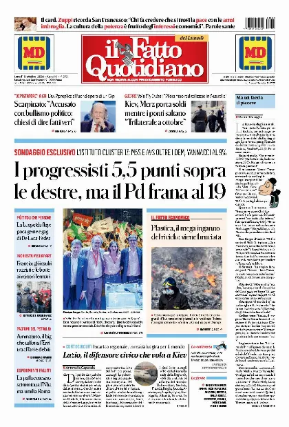 Prima pagina Il Fatto Quotidiano