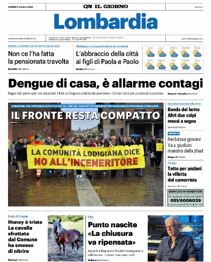 Prima pagina Il Giorno