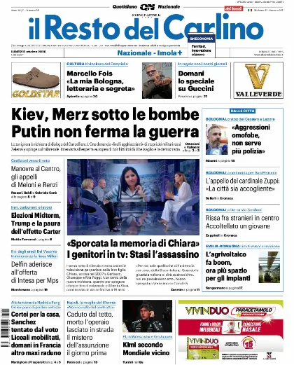 Prima pagina Il Resto del Carlino
