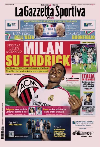 Prima pagina La Gazzetta dello Sport