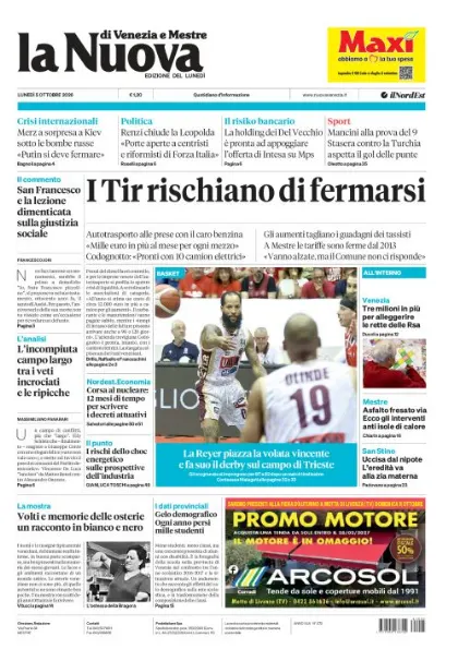 Prima pagina La Nuova di Venezia e Mestre | Venezia e Mestre