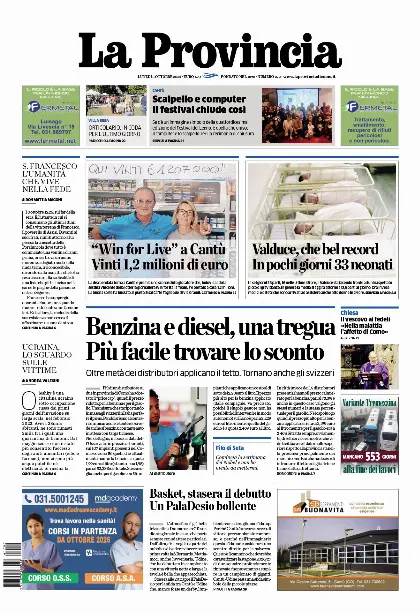 Prima pagina La Provincia