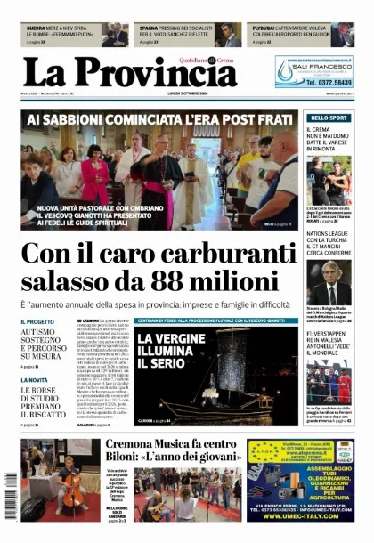 Prima pagina La Provincia | Crema
