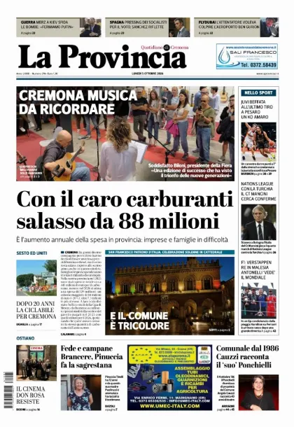 Prima pagina La Provincia