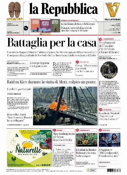 Prima pagina la Repubblica
