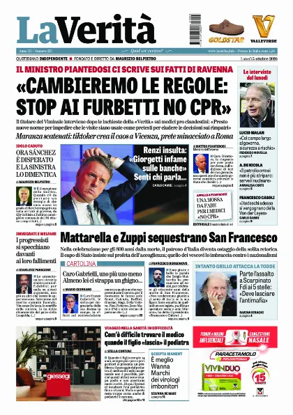 Prima pagina La Verita