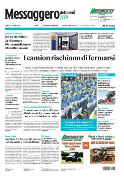 Prima pagina Messaggero Veneto | Pordenone