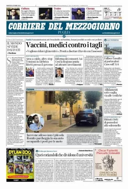 Prima pagina Corriere del Mezzogiorno | Puglia