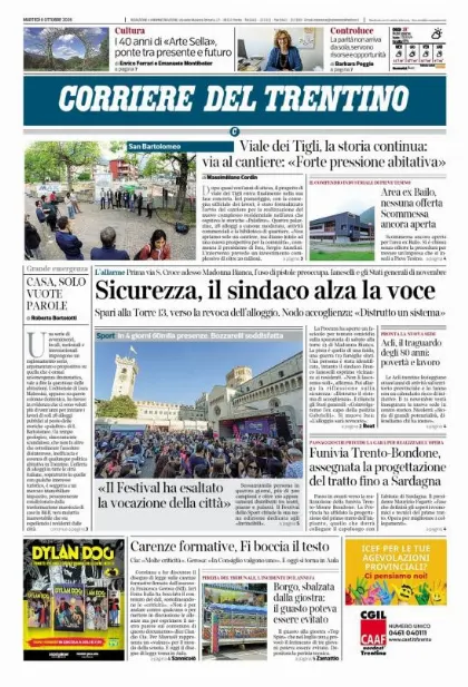 Prima pagina Corriere del Trentino