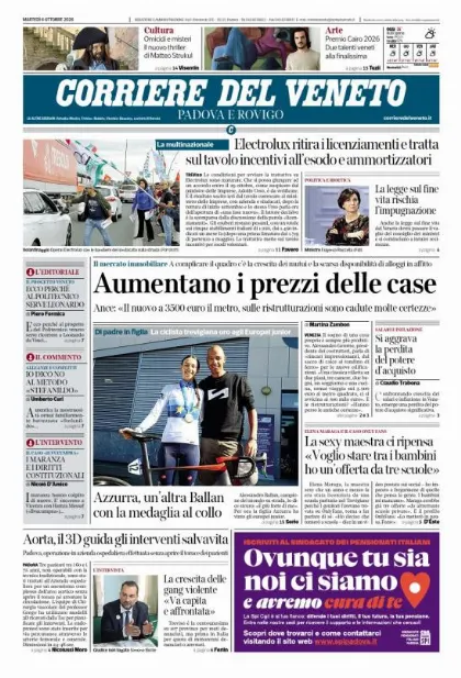Prima pagina Corriere del Veneto | Padova e Rovigo