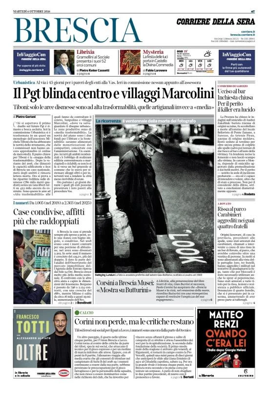 Prima pagina Corriere della Sera | Brescia del 6 Ottobre 2026