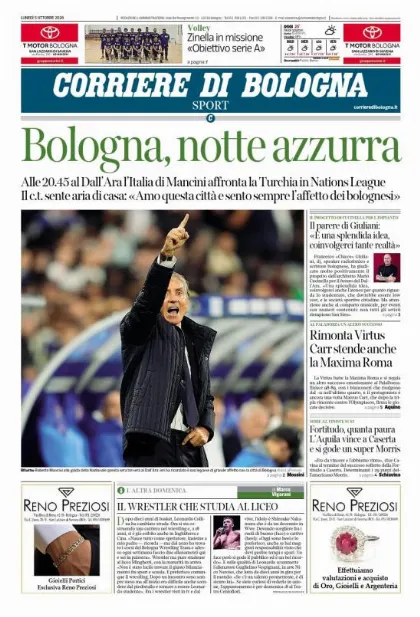 Prima pagina Corriere di Bologna