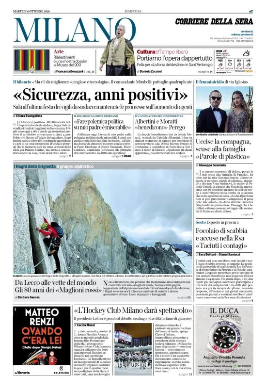 Prima pagina Corriere della Sera | Milano del 6 Ottobre 2026