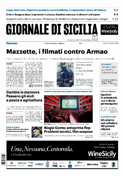 Prima pagina Giornale di Sicilia