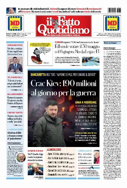 Prima pagina Il Fatto Quotidiano