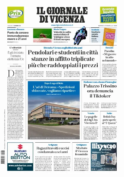 Prima pagina Il Giornale di Vicenza