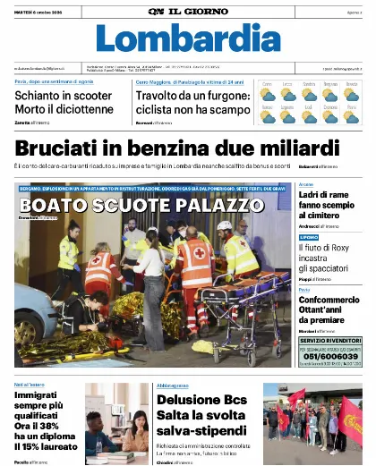 Prima pagina Il Giorno