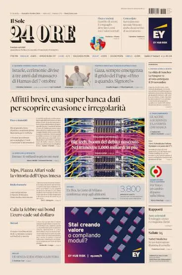 Prima pagina Il Sole 24 Ore