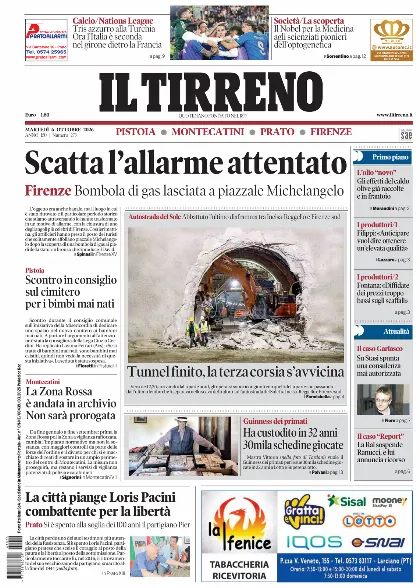 Prima pagina Il Tirreno