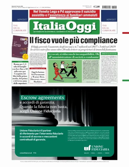 Prima pagina ItaliaOggi