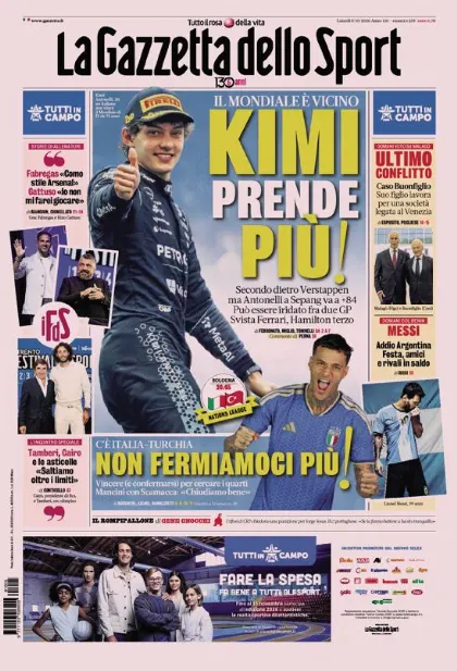 Prima pagina La Gazzetta dello Sport