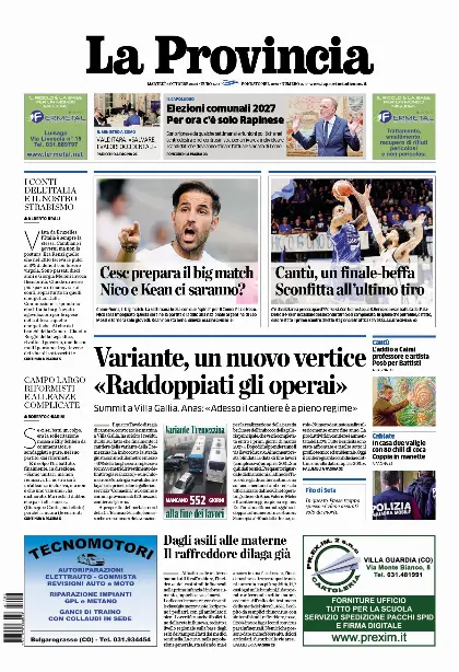 Prima pagina La Provincia