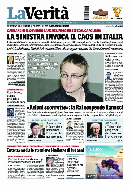 Prima pagina La Verita