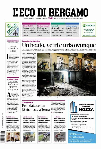 Prima pagina L'Eco di Bergamo