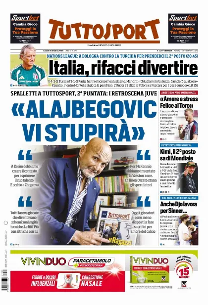 Prima pagina Tuttosport