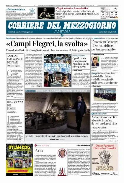 Prima pagina Corriere del Mezzogiorno | Campania