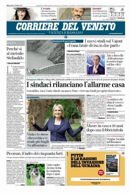 Prima pagina Corriere del Veneto | Vicenza e Bassano
